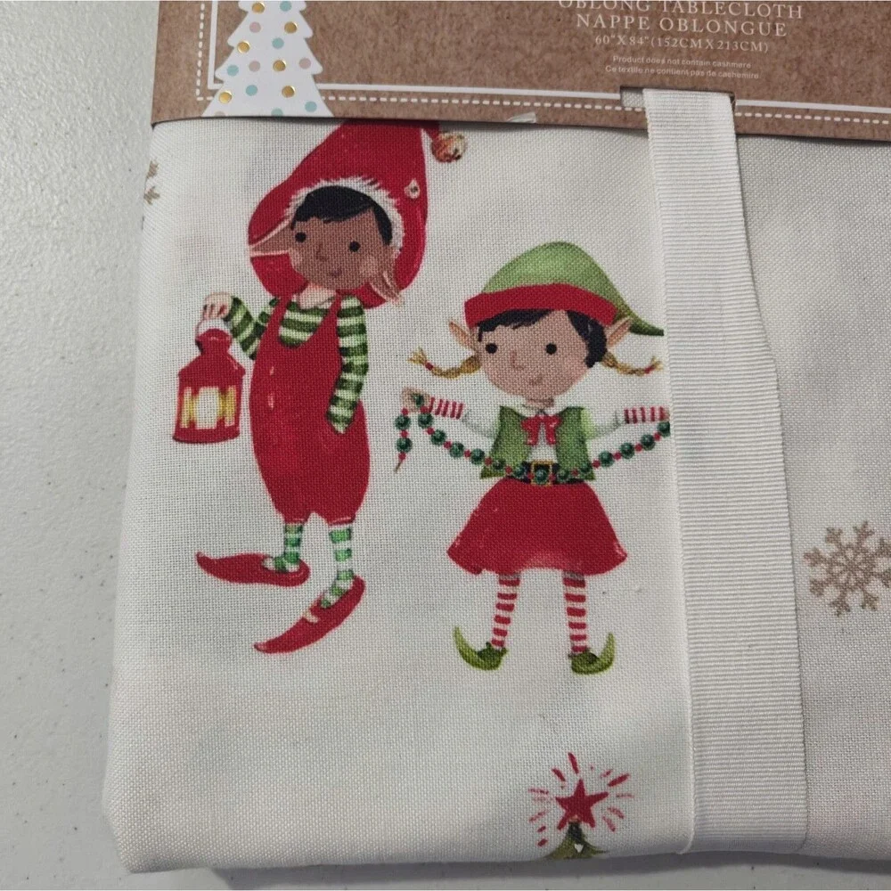 New Cupcakes and Cashmere Elf Christmas Tablecloth 60